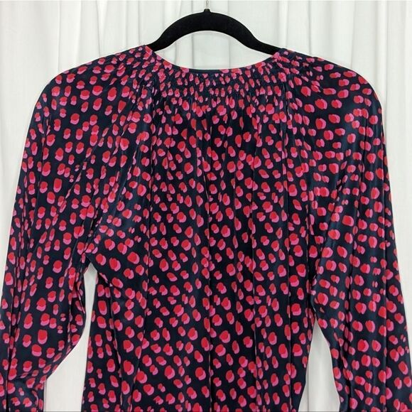 Tucker Clara Blouse Pop Dot in Silk Crepe de Chine Button Down Long Sleeve - Picture 5 of 8